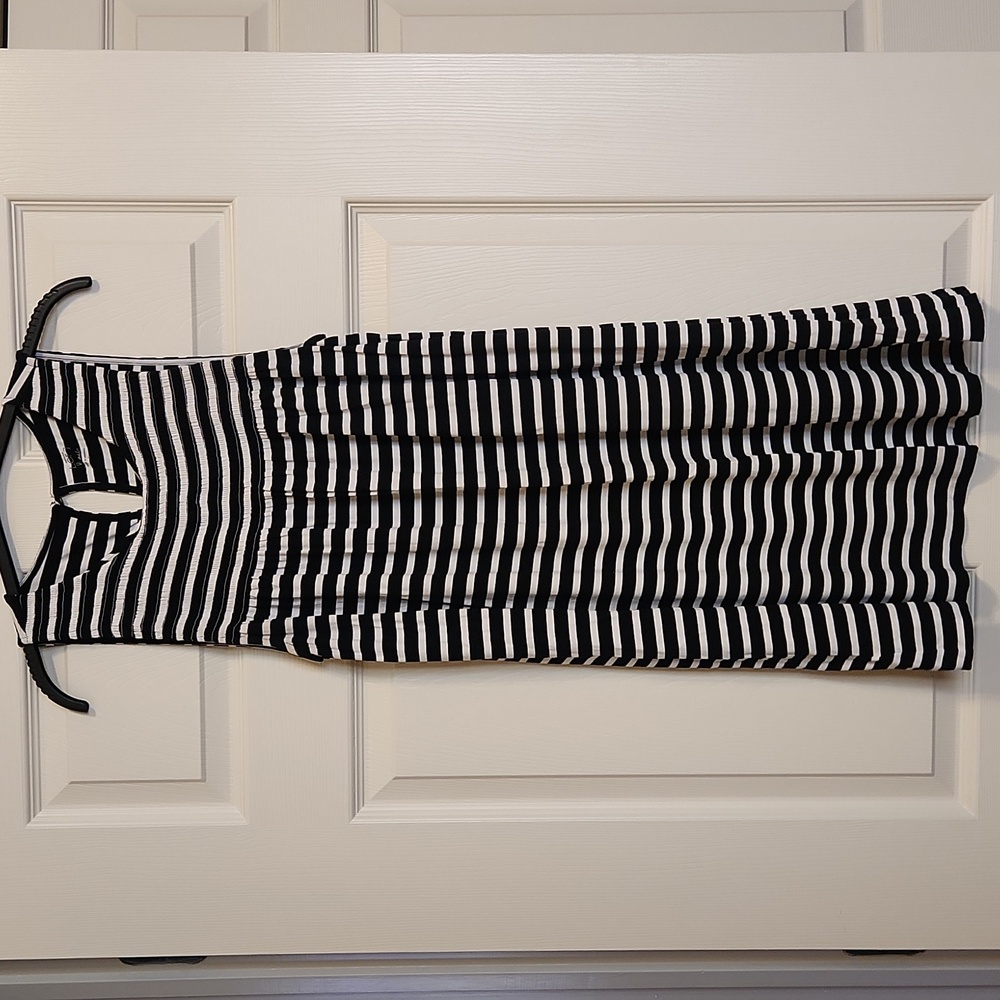 Ann Taylor Loft Beach black/white striped cover-up/dress, small